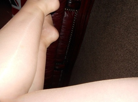 Fat amateur Valgasmic Exposed models sheer pantyhose over top of her underwear