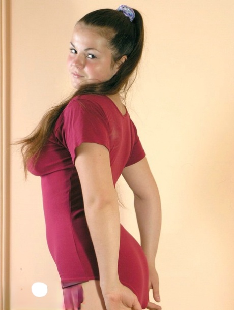 Young looking amateur plays with her big natural boobs during solo action