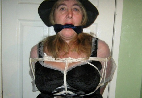 Compilation of mature ladies being restrained with rope at Halloween