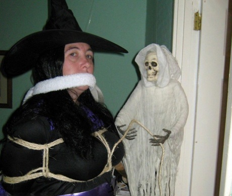 Compilation of mature ladies being restrained with rope at Halloween